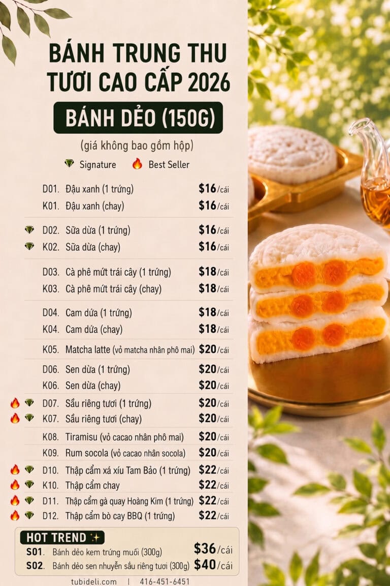 Bánh trung thu 2026 - Bảng giá bánh dẻo