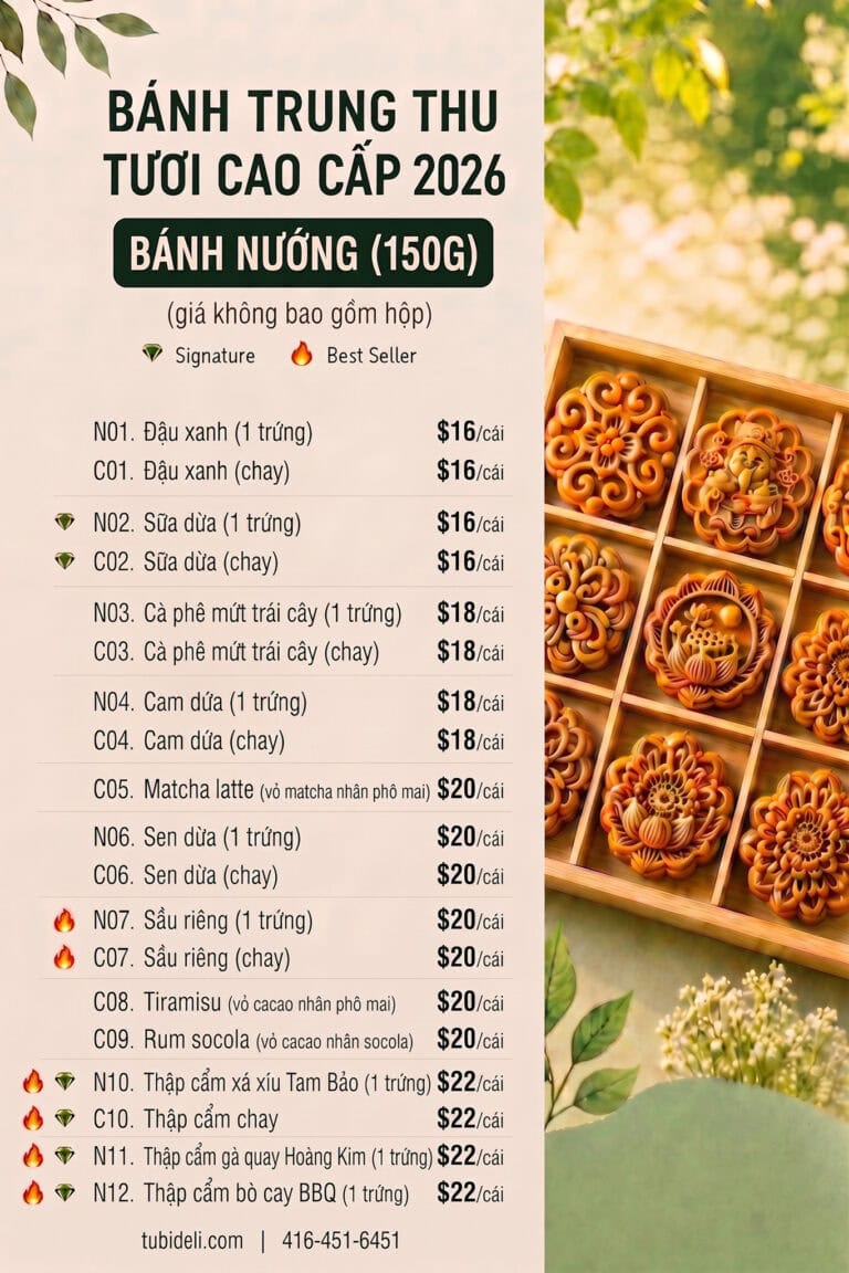 Bánh trung thu 2026 - Bảng giá bánh nướng